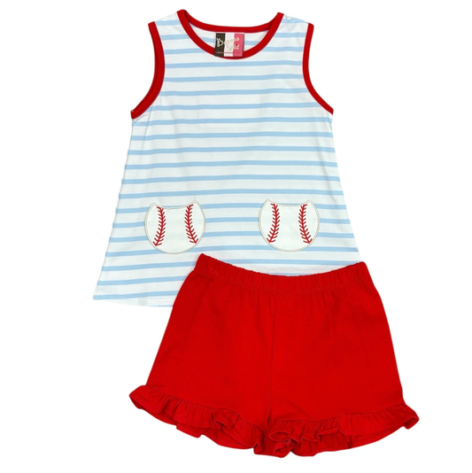 Banana Split Hey Batter Batter Ruffle Shorts Set