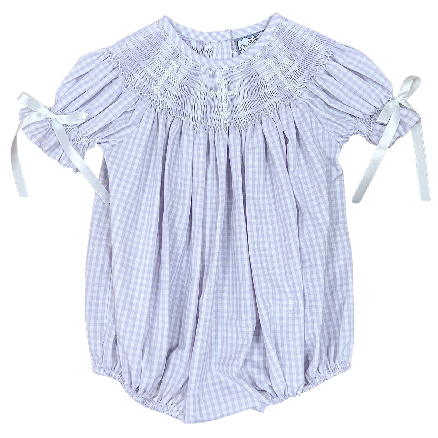 Three Sisters Faith Smocked Bubble - Lavender Gingham