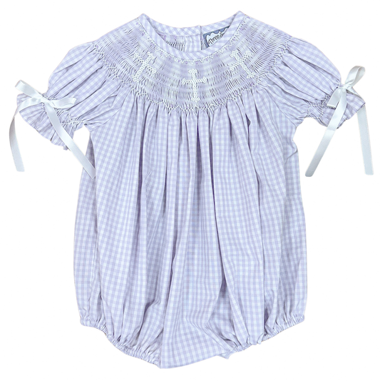 Three Sisters Faith Smocked Bubble - Lavender Gingham