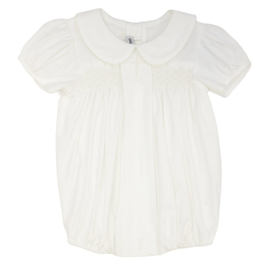 Maria White Cross Smocked Bubble