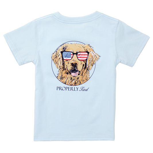 Properly Tied Periwinkle Patriot Dog Shirt