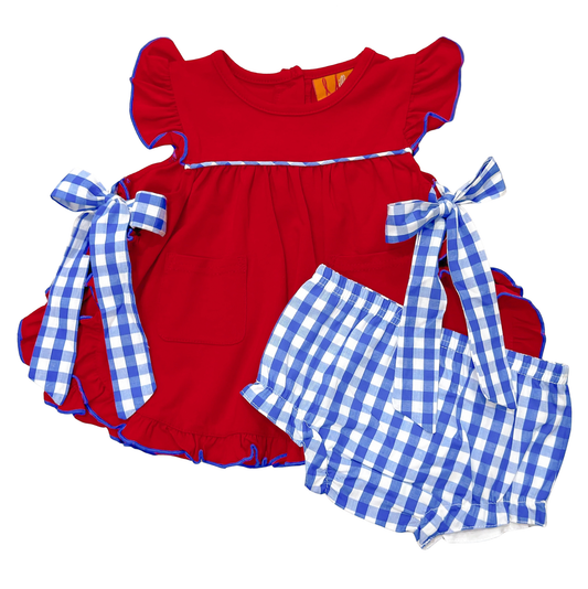 Millie Jay Red/Blue Harlow Tie Bloomer Set
