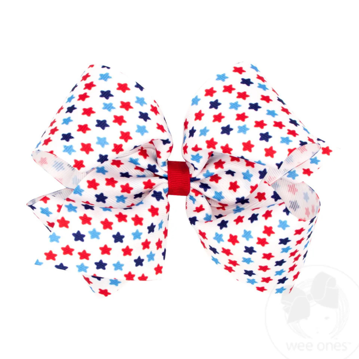 Wee Ones Americana Star Print Grosgrain Bow