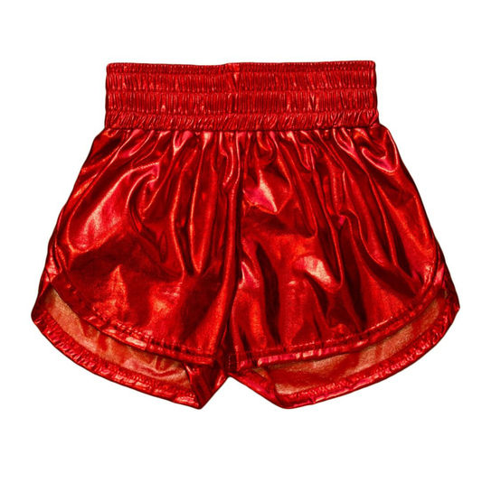 Belle Cher Red Metallic Shorts
