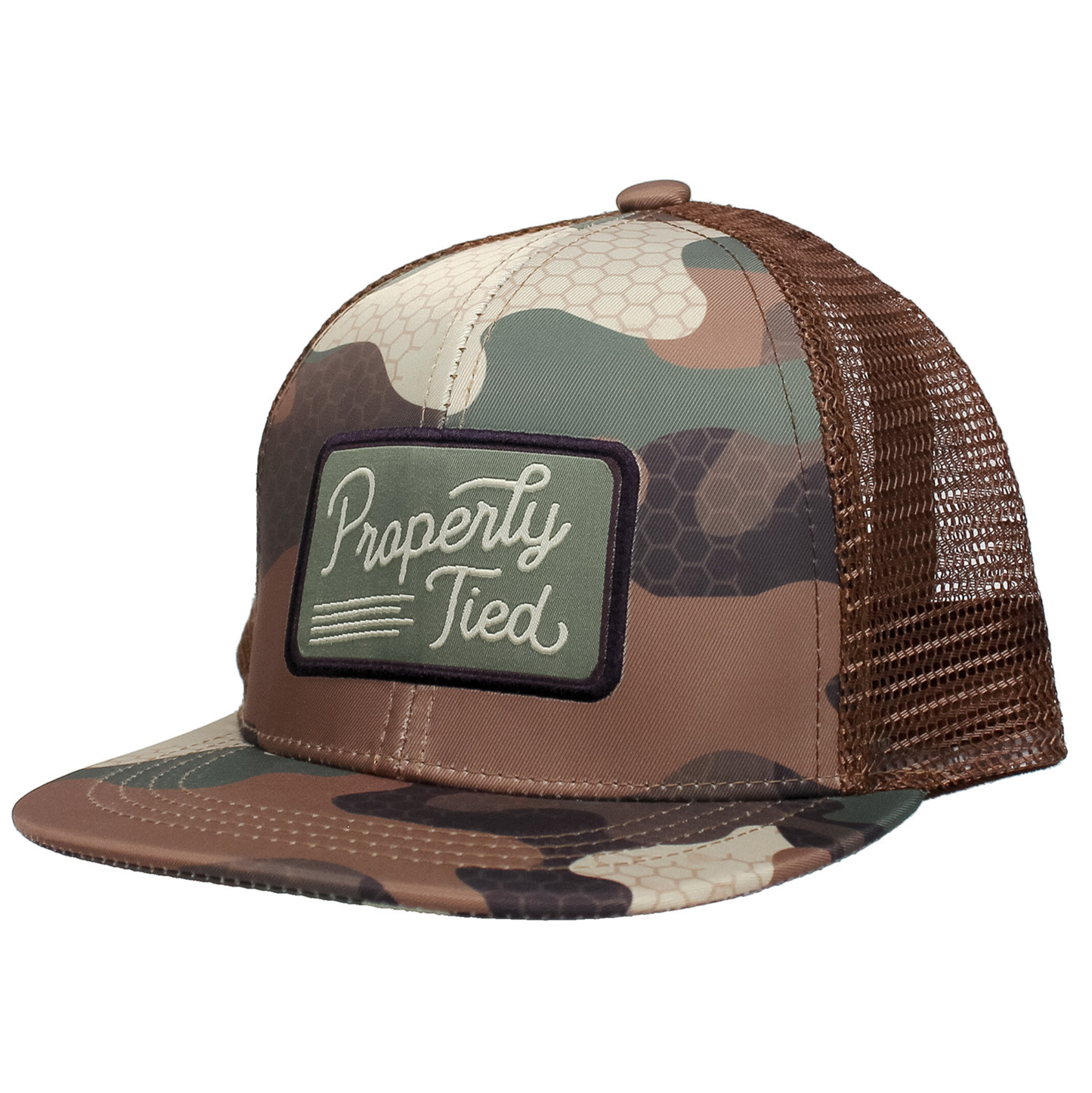 Properly Tied Sportsman Trucker Hat Delta Woodland Camo