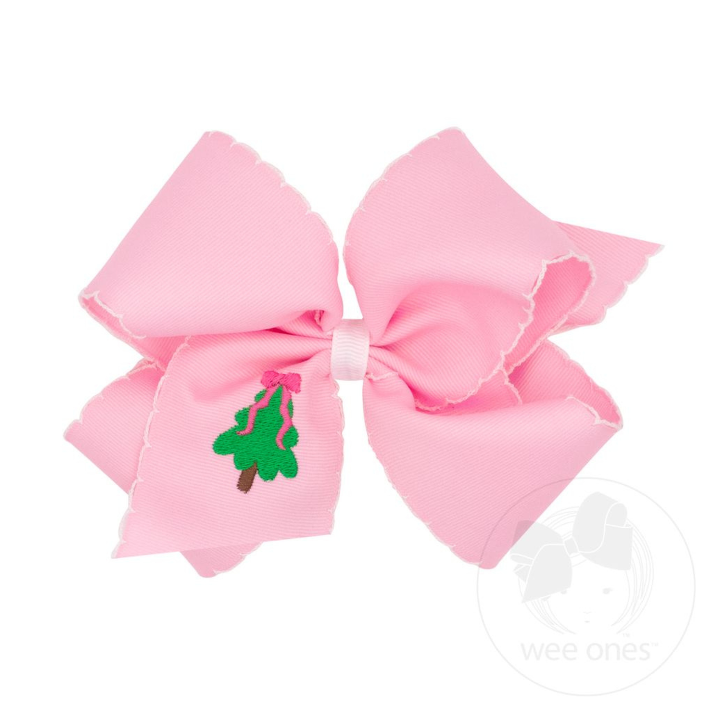 Wee Ones Pink Tree Emb. Moonstitch Bow - King