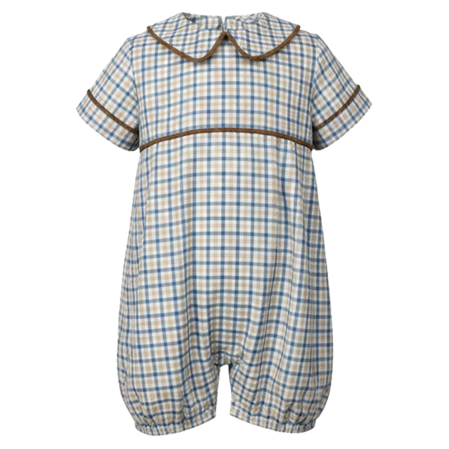 Ishtex Blue Khaki Plaid Shortall