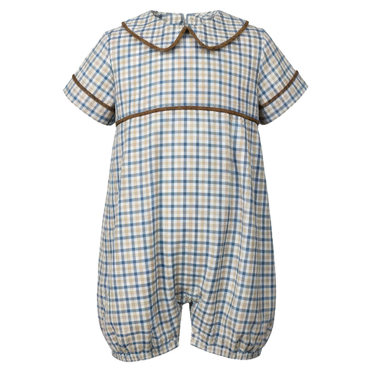 Ishtex Blue Khaki Plaid Shortall