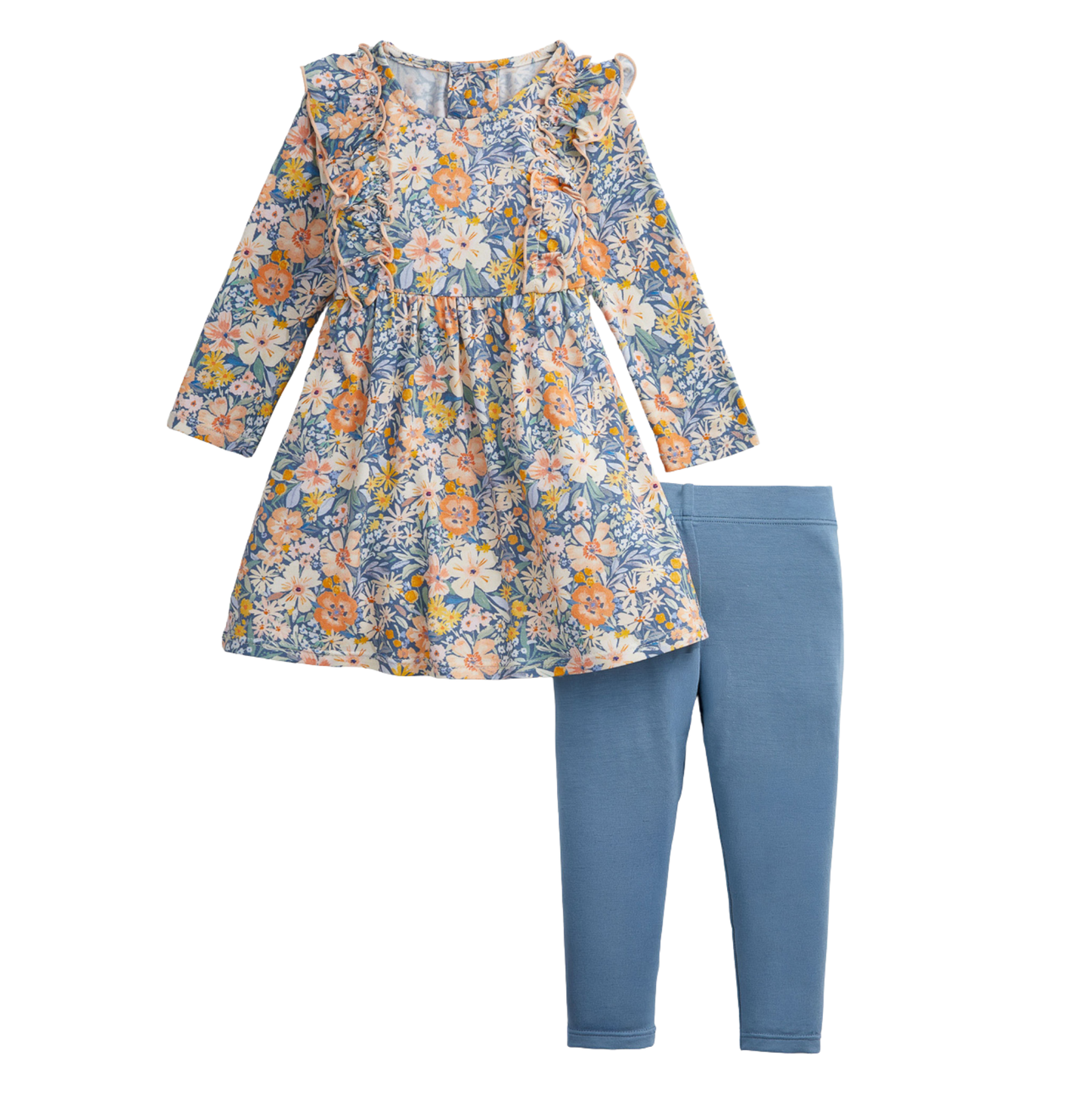 Magnetic Me Floral Modal Ruffle Dress w/ Leggings