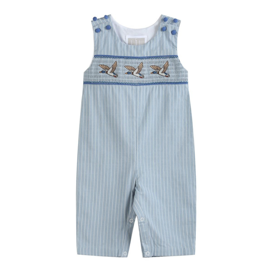 Lil Cactus Blue Pinstripe Mallard Smocked Longall