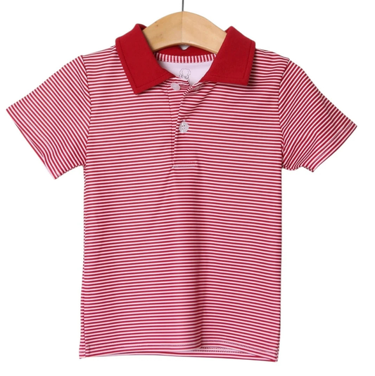Millie Jay Dawson SS Polo - Crimson Stripe