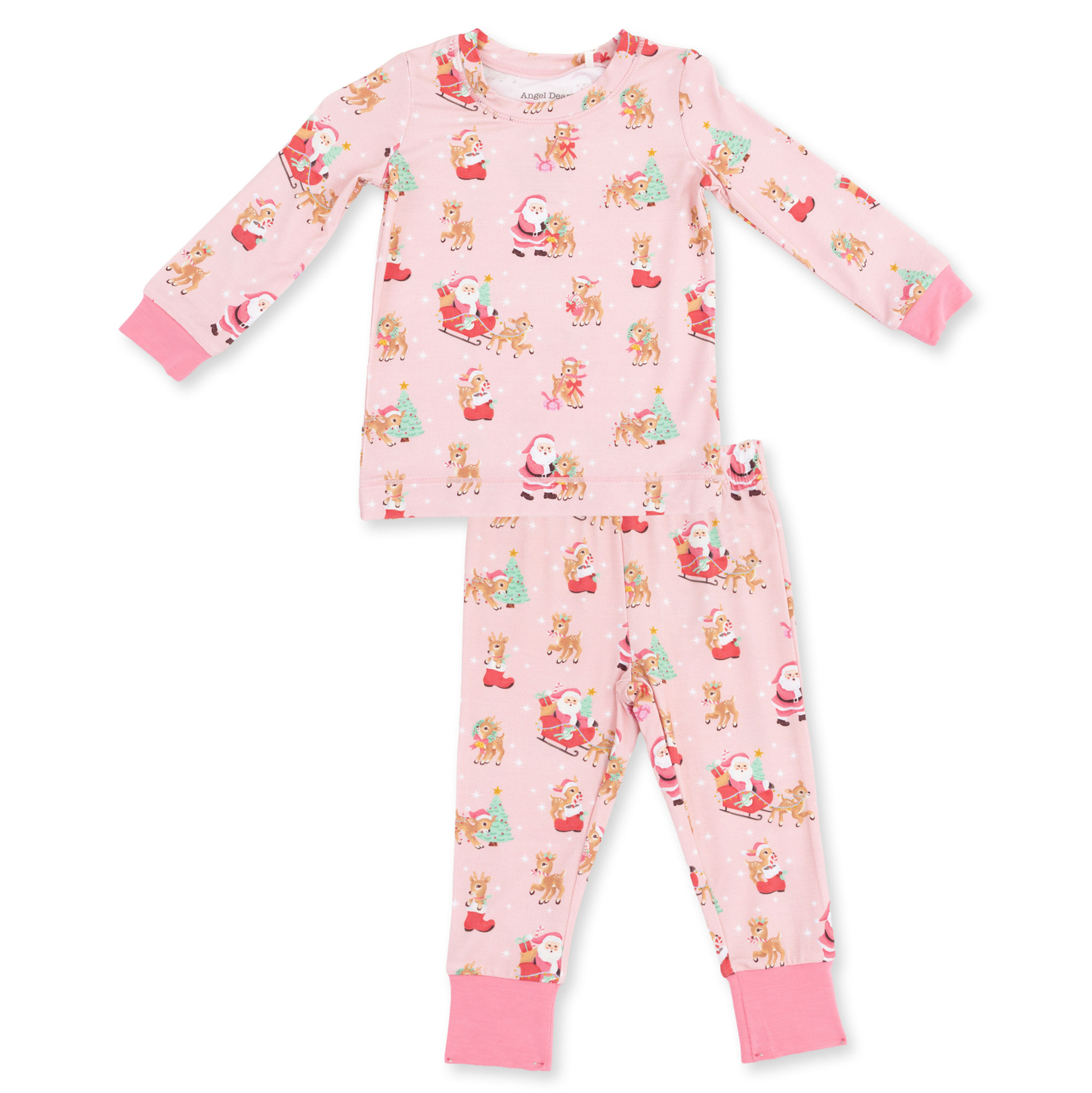 Angel Dear Pink Vintage Reindeer & Santa - LS Loungewear Set