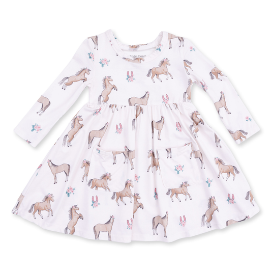 Angel Dear I Love Horses - Twirly LS Dress