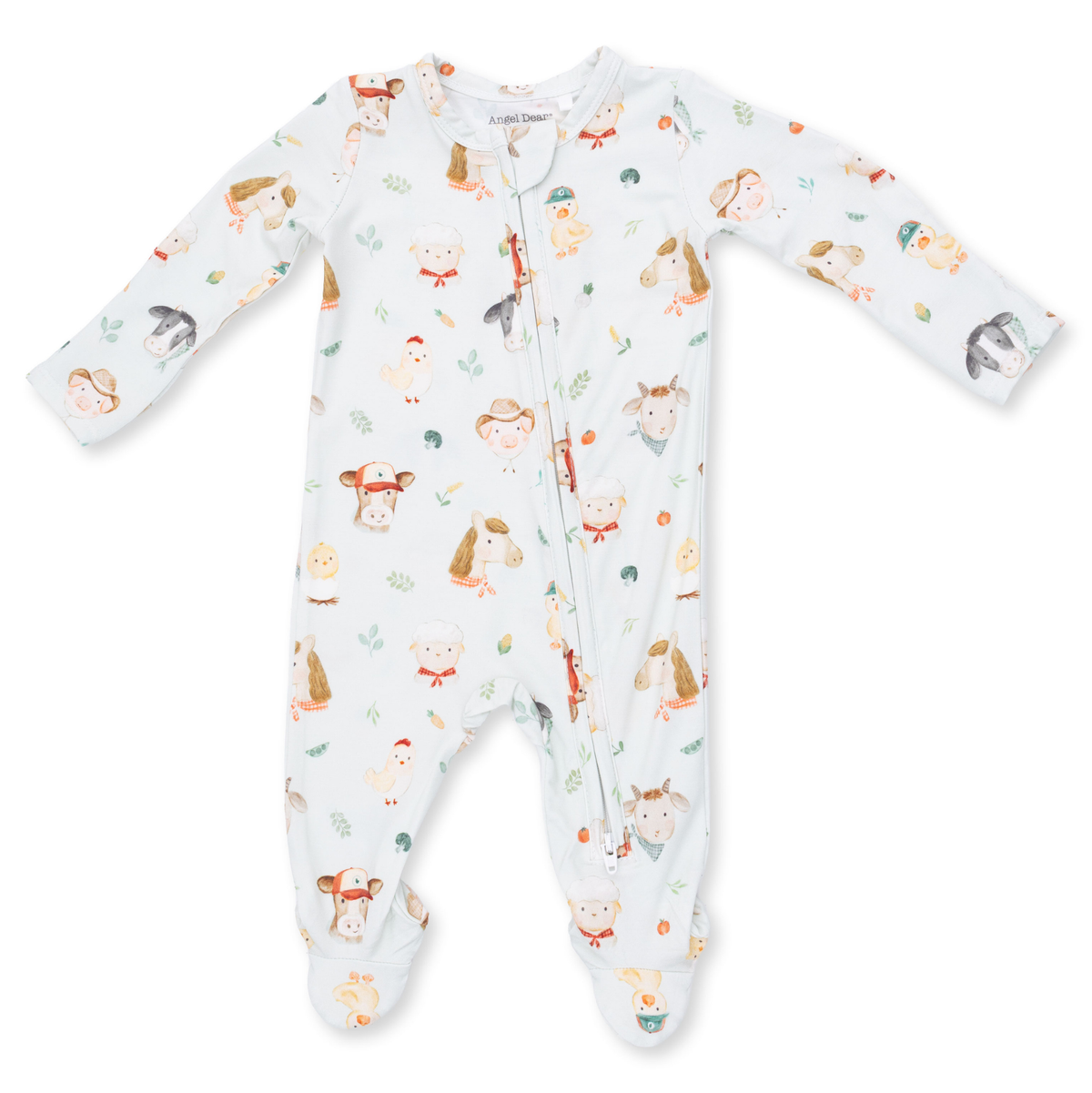 Angel Dear Baby Farm Faces - 2 Way Zipper Footie