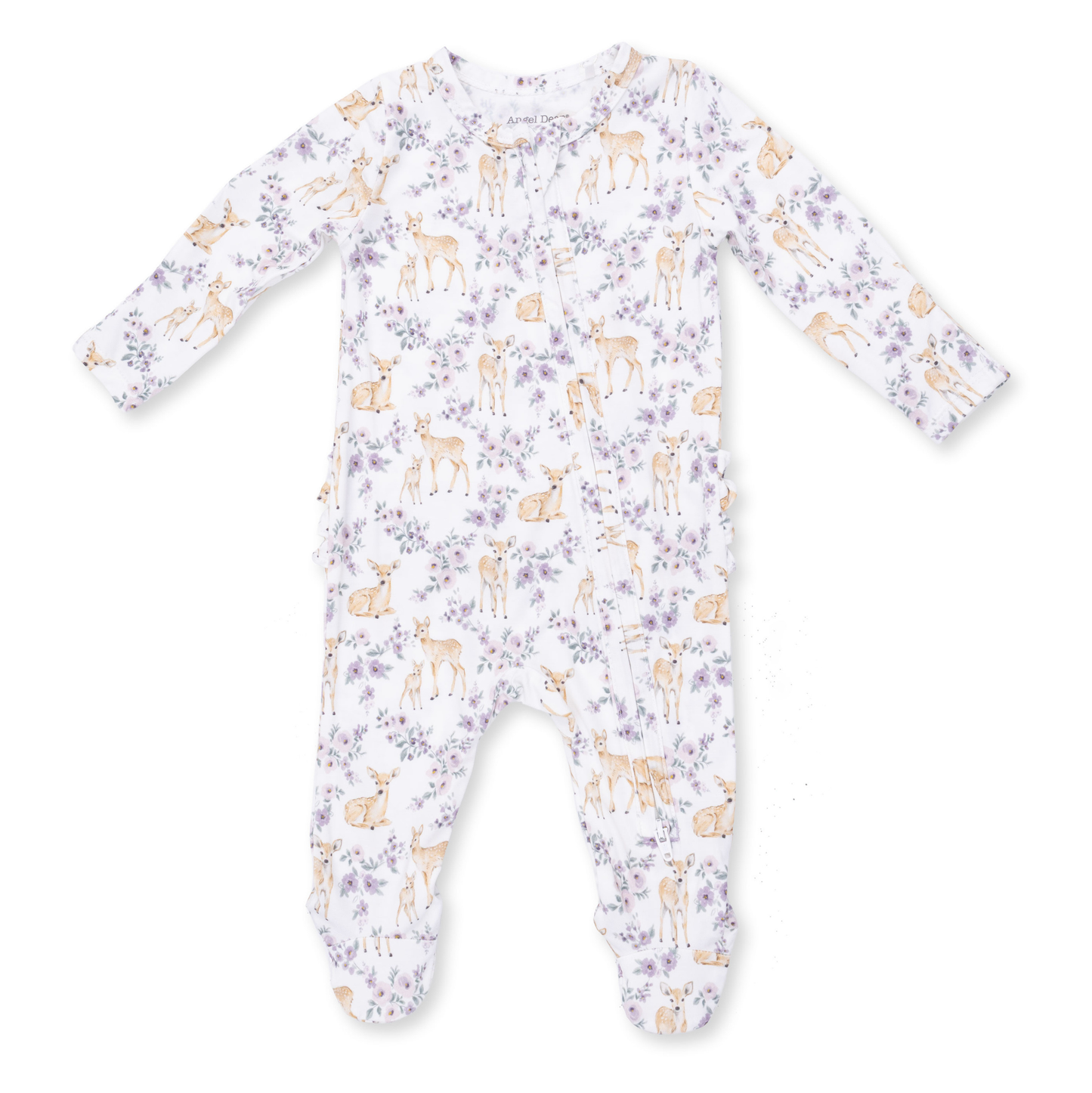 Angel Dear Floral Deer - 2 Way Ruffle Back Zipper Footie