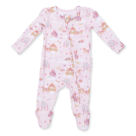 Angel Dear Princess Unicorns & Castle - 2 Way Ruffle Back Zipper Footie