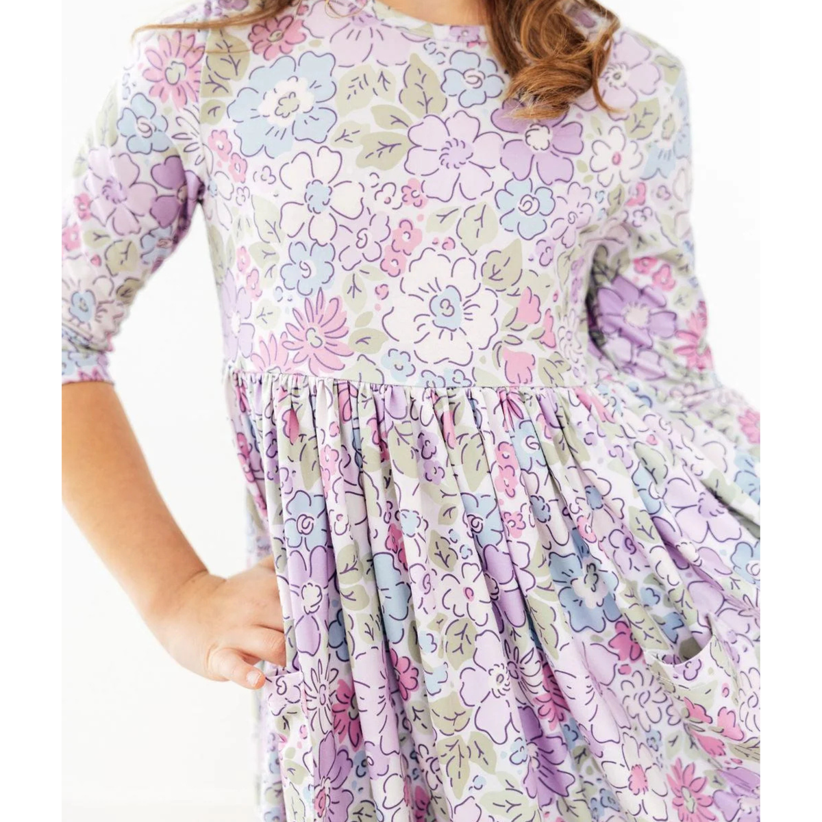 Spring Gardens 3/4 Sleeve Sleeve Pocket Twirl Dress