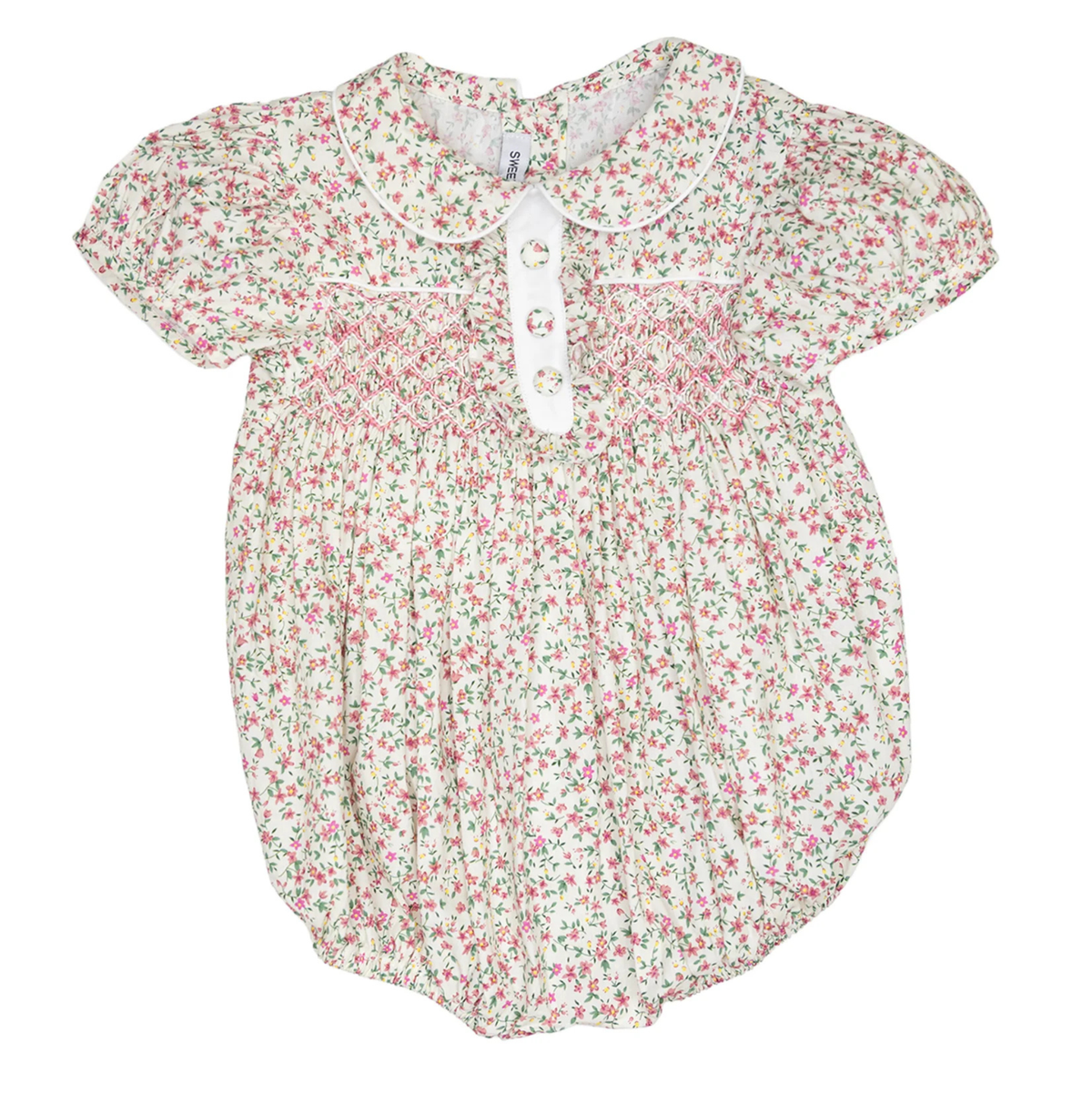 Samantha Floral Smocked Button Bubble