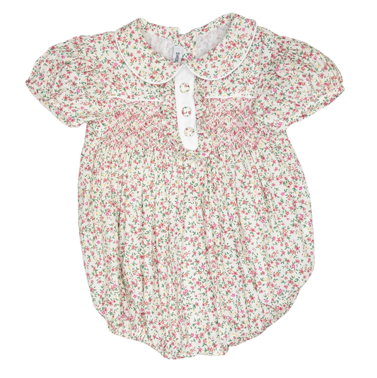 Samantha Floral Smocked Button Bubble