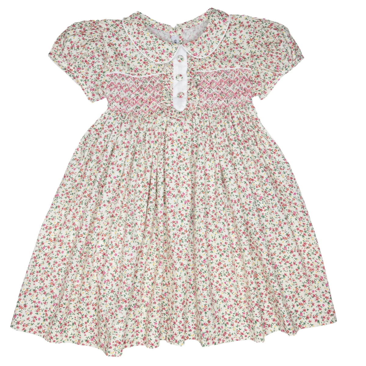Samantha Floral Smocked Button Dress