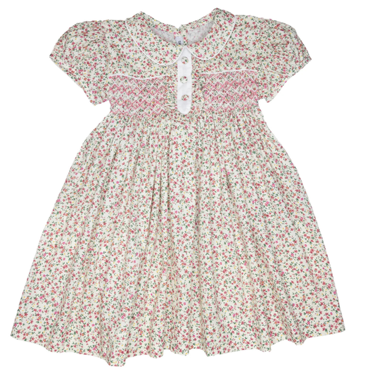 Samantha Floral Smocked Button Dress