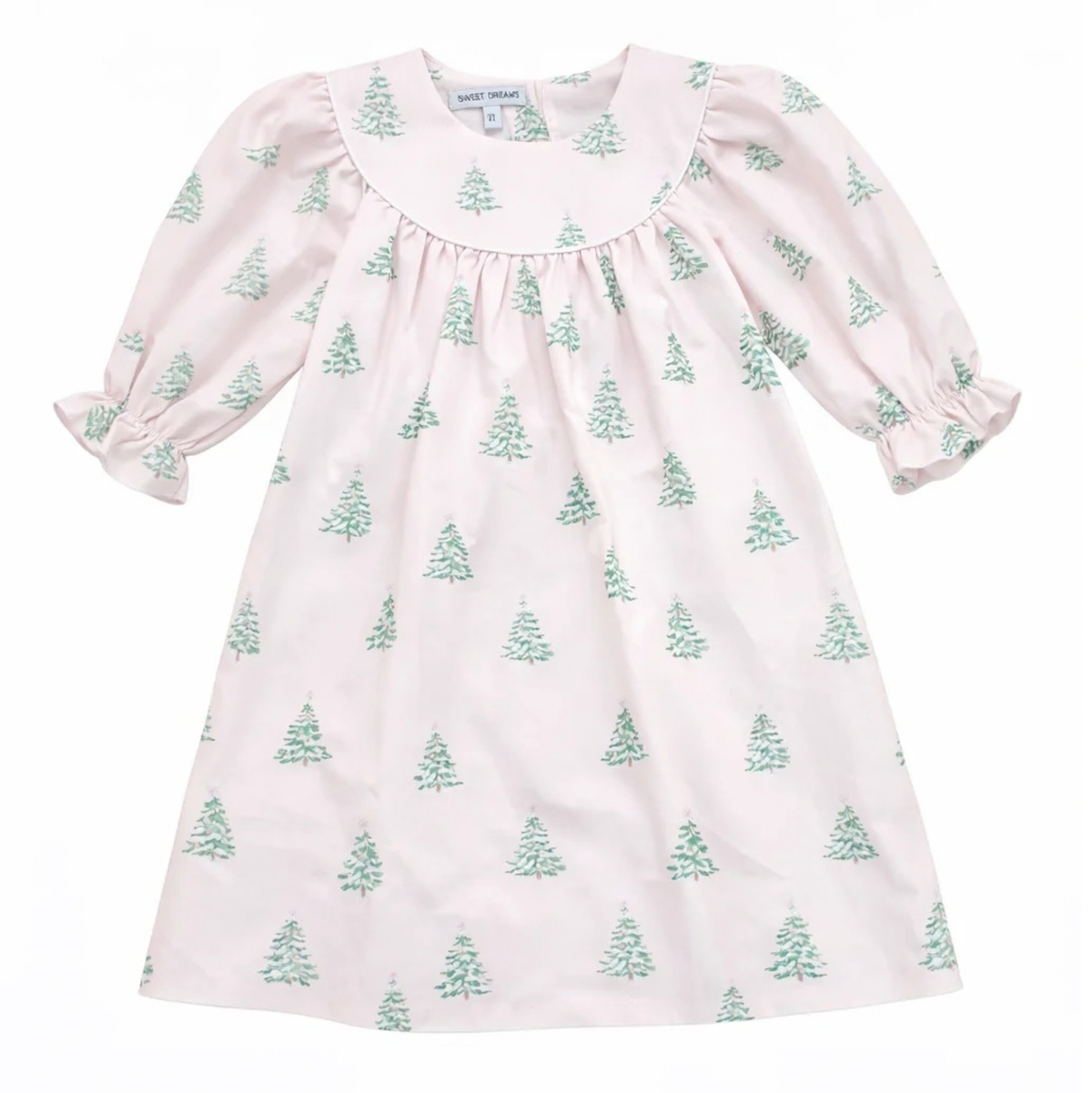 Pink Christmas Tree Print Dress