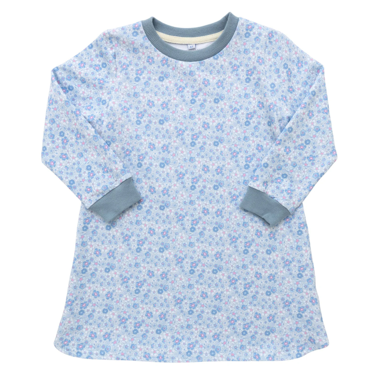 Honesty Powder Blue Floral Sweatshirt Dress