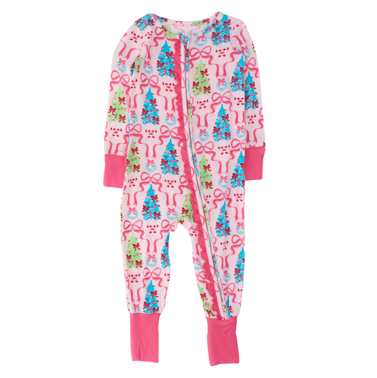 Softsnooze Merry & Bright Bows Convertible Ruffle One Piece Pajama