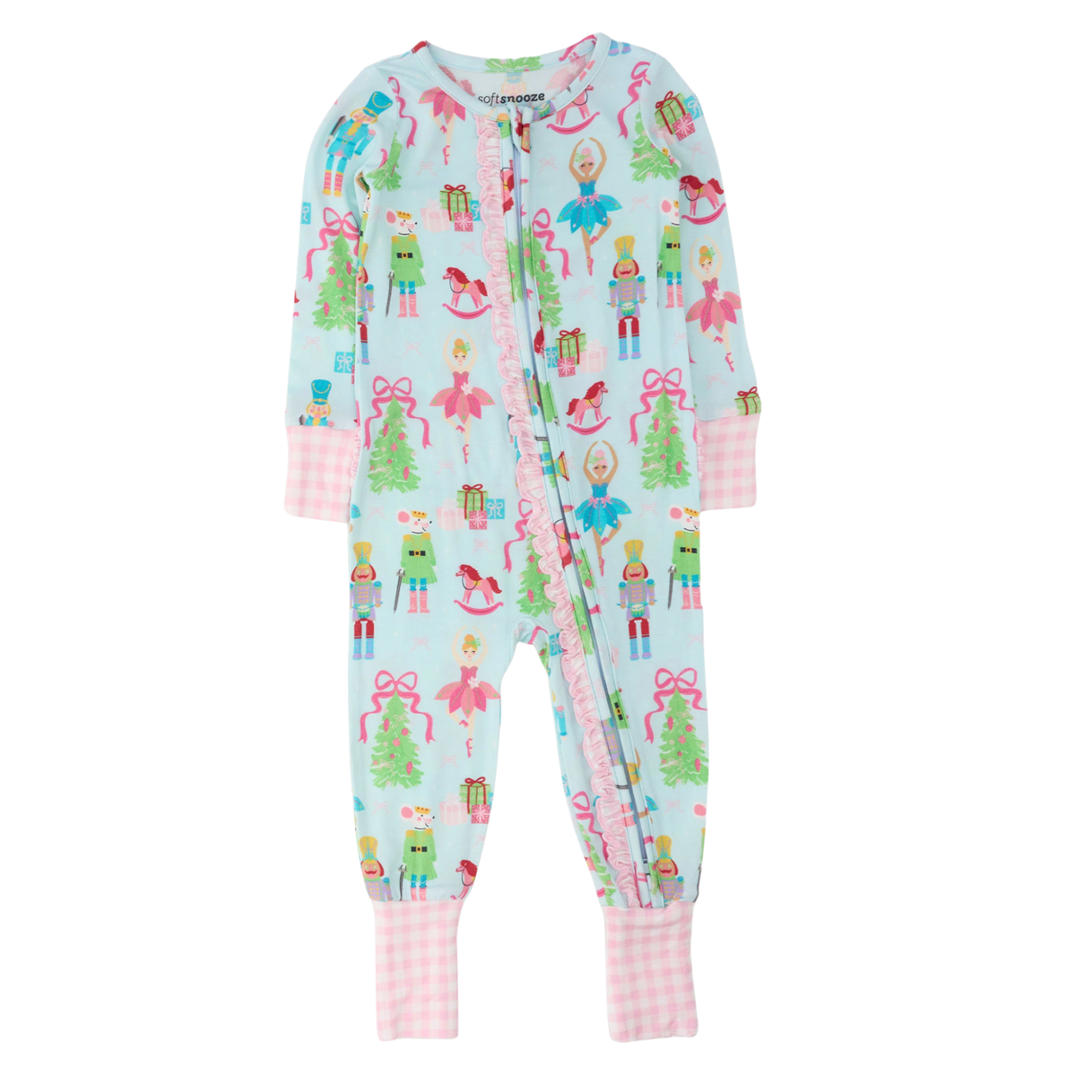 Softsnooze Nutcracker Wishes Convertible Ruffle One Piece Pajama