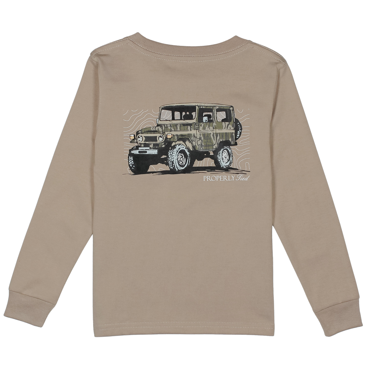 Properly Tied Sand Mossy Oak Topo Cruiser LS Shirt