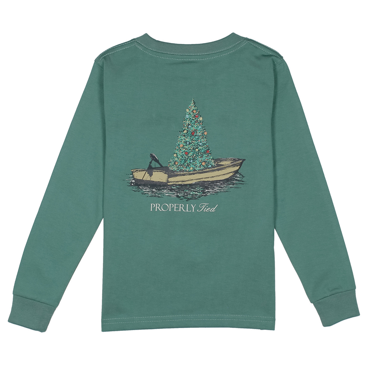 Properly Tied Marine Green Jolly Boat LS Shirt