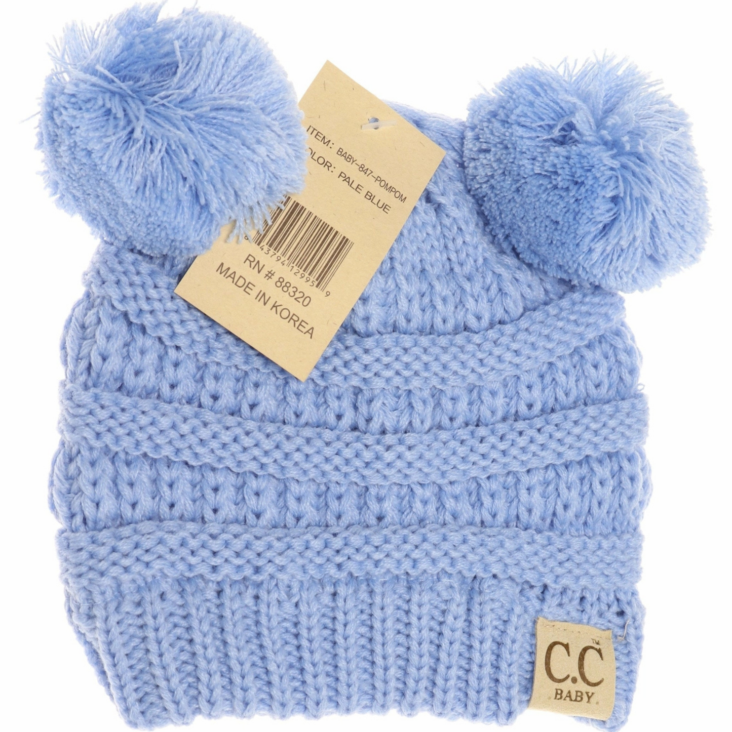 C.C. Beanie Baby Double Pom Pale Blue