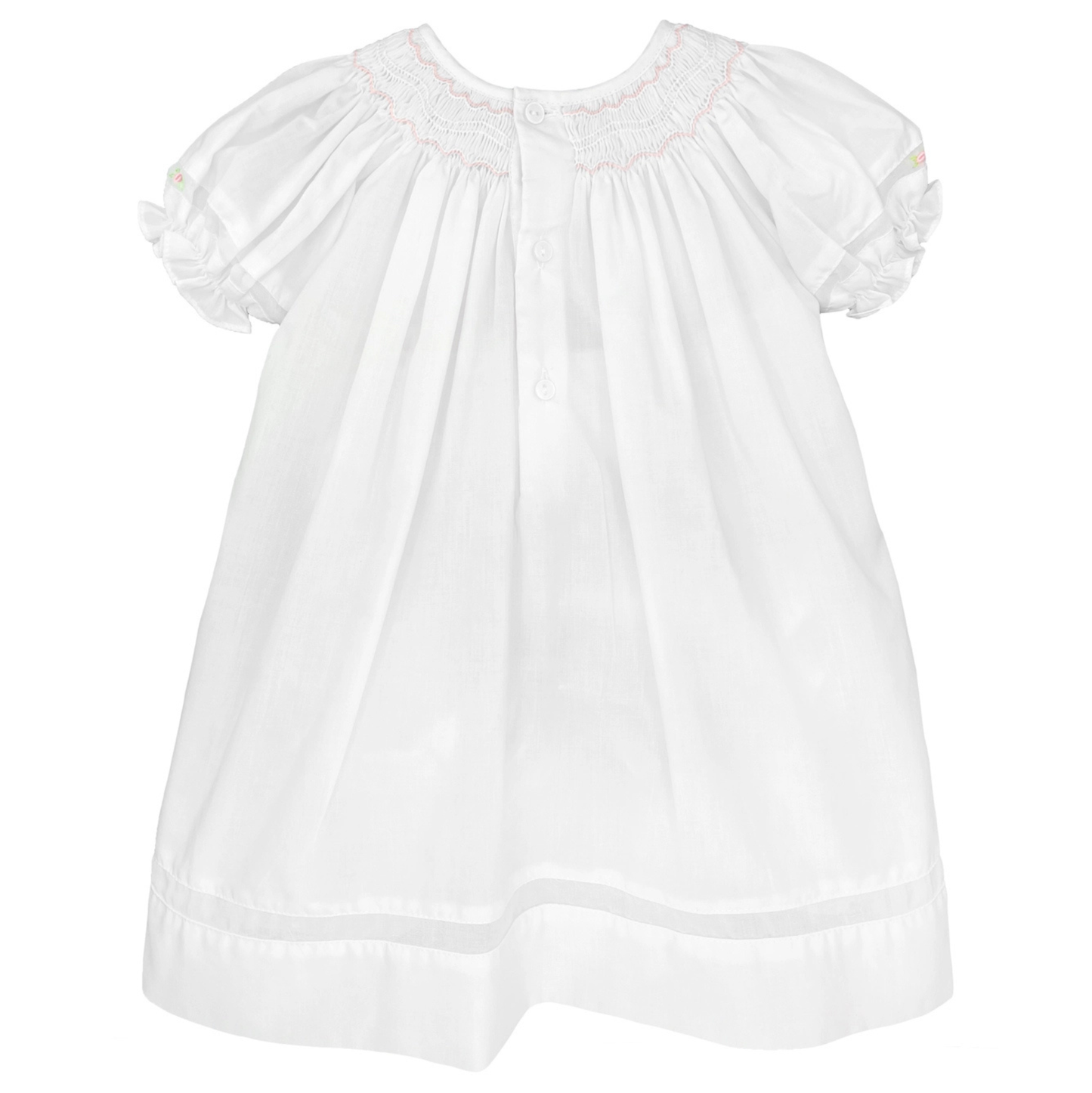 White Smocked Daygown w/ Voile Insert