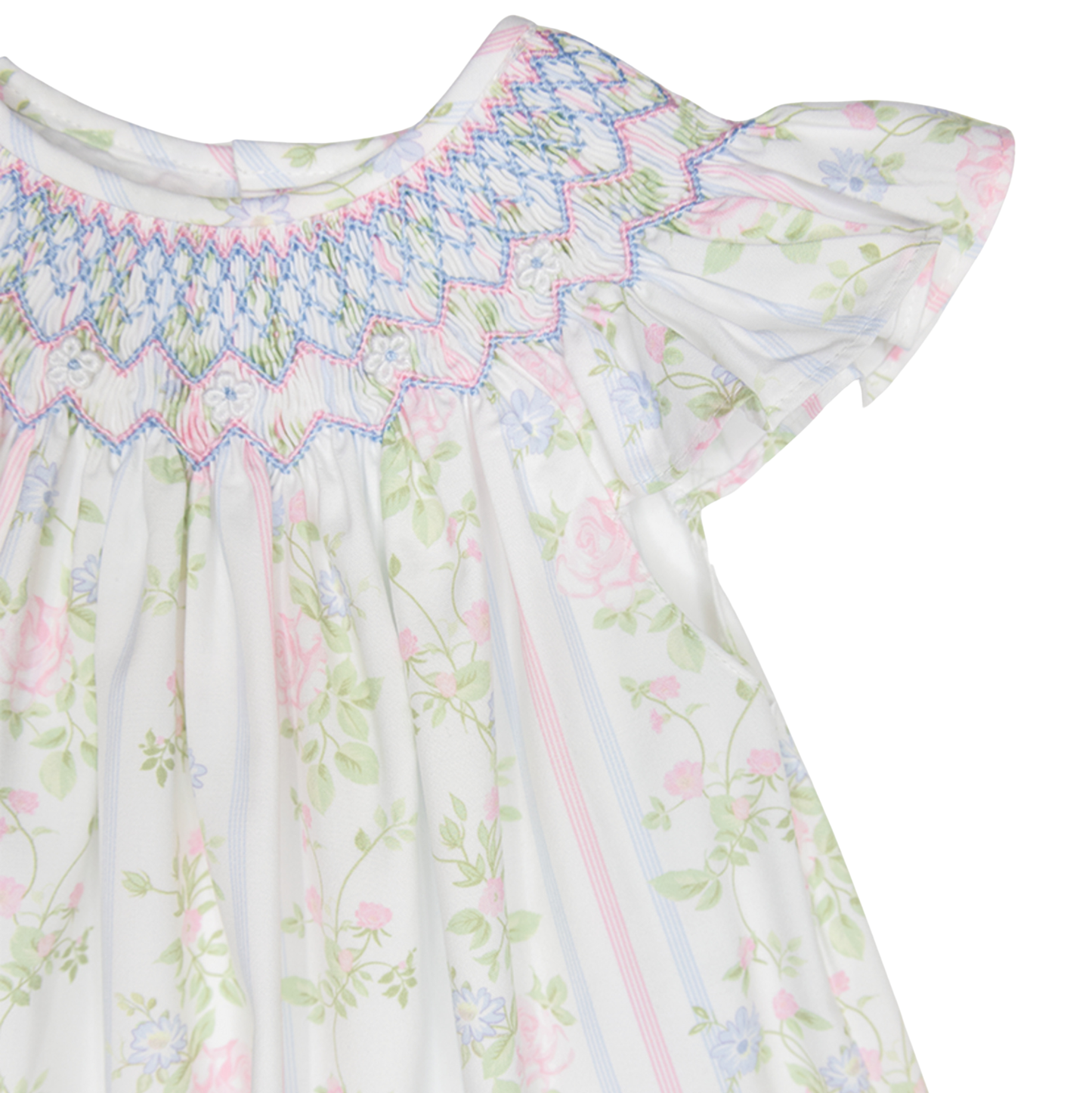 Valerie Floral Rose Vine Print Smocked Dress
