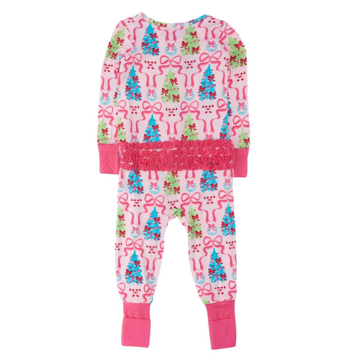 Softsnooze Merry & Bright Bows Convertible Ruffle One Piece Pajama