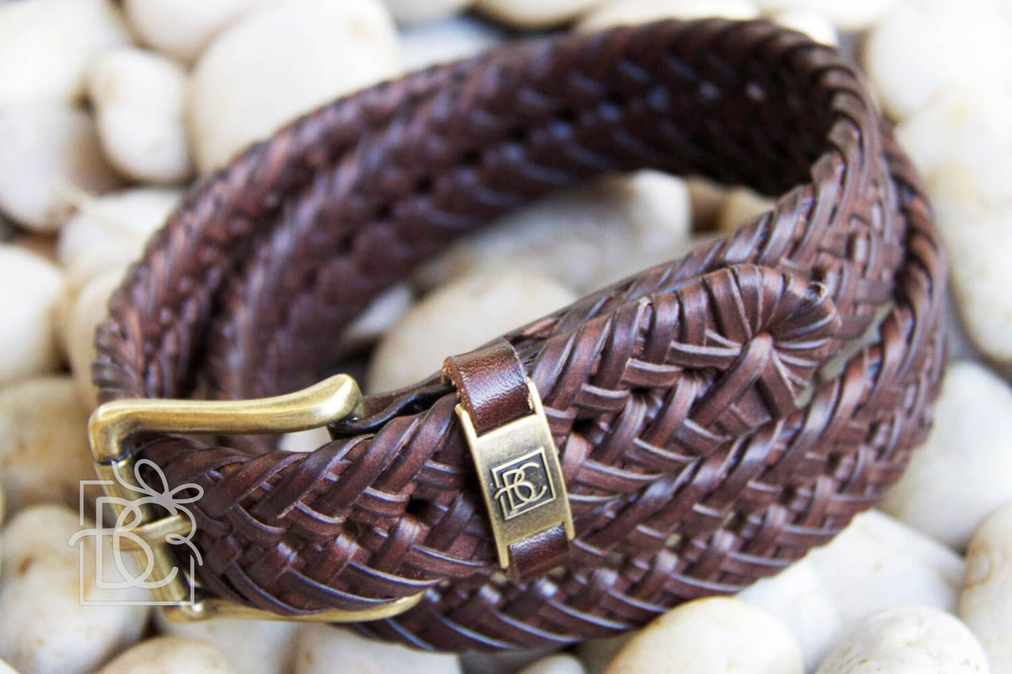 Braided Genuine Leather Belt Brown