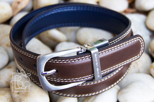 Reversible Leather Belt Navy/Brown
