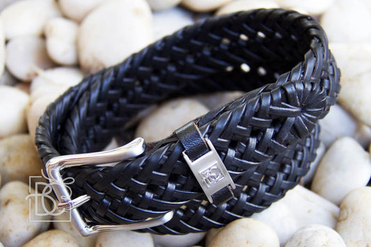 Braided Genuine Leather Belt Black