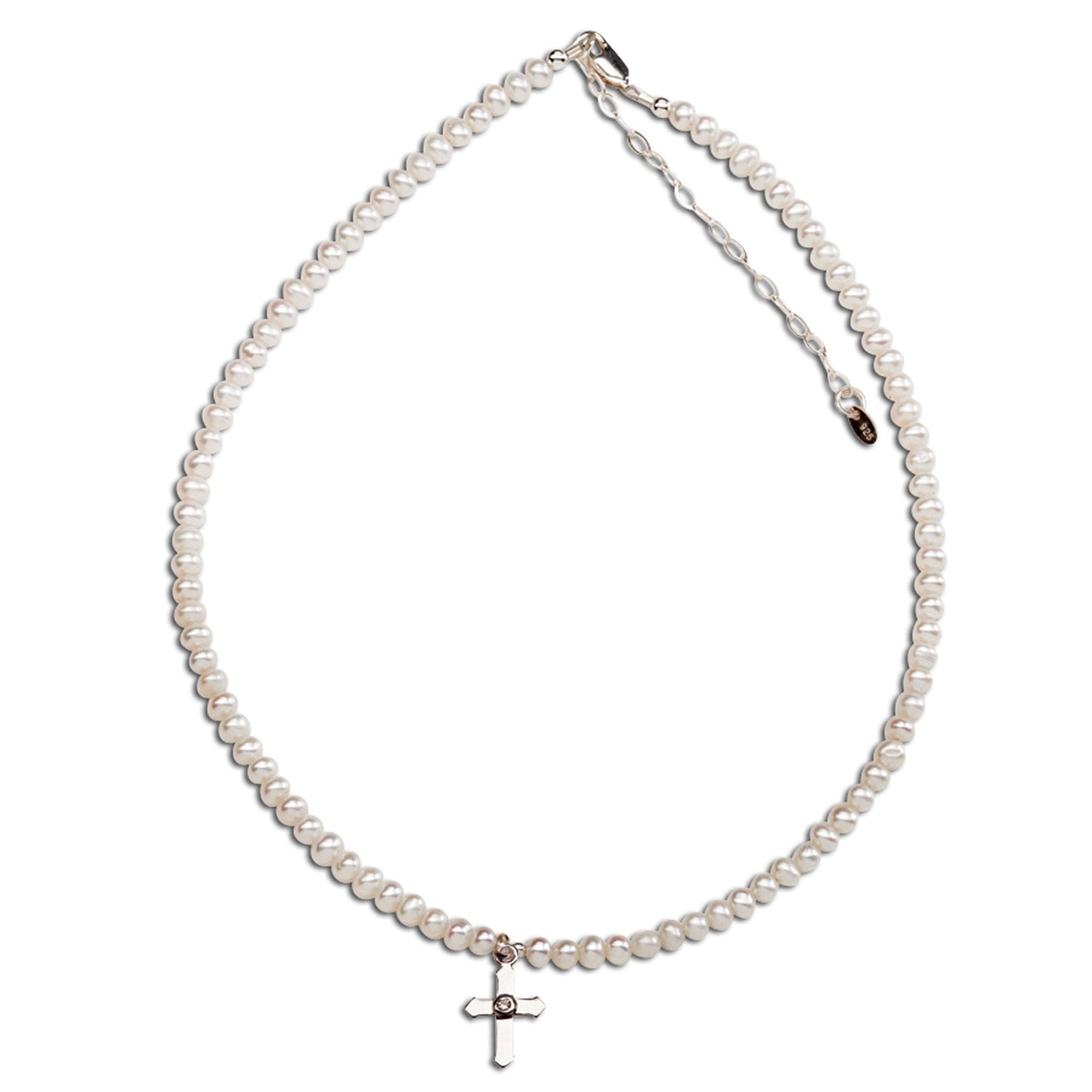 Cherished Moments Sterling Silver Pearl Cross Necklace Lacey