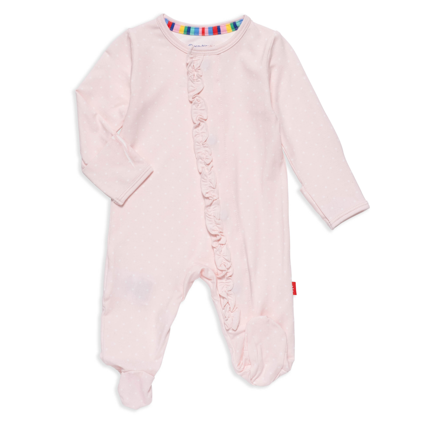 Magnetic Me Pin Dot Pink Ruffle Footie