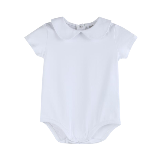 Lil Cactus Boys SS White Peter Pan Collar Onesie